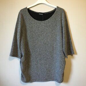 NWT Initiative Sparkly Art Deco Ruched Half Sleeve Top Made in Canada L